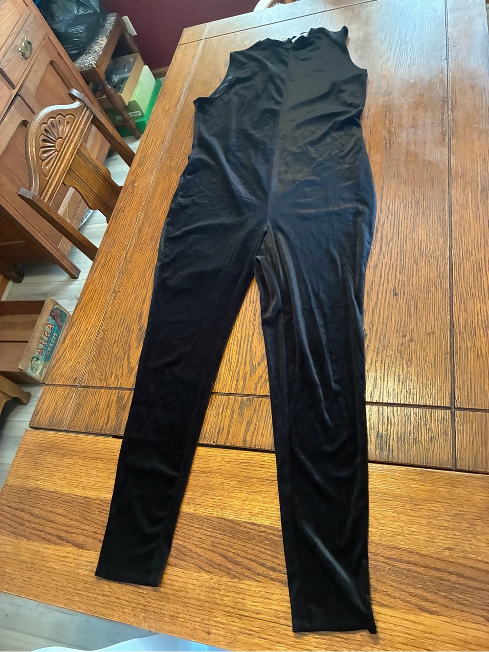 Kensie Black Sleeveless Velvet Jumpsuit